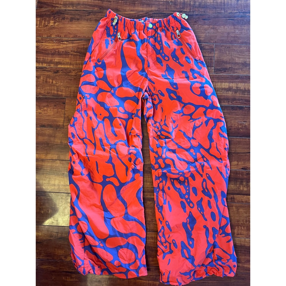 Nike Move To Zero Abstract Print Track Pants Red Blue XS Wide Leg Joggers